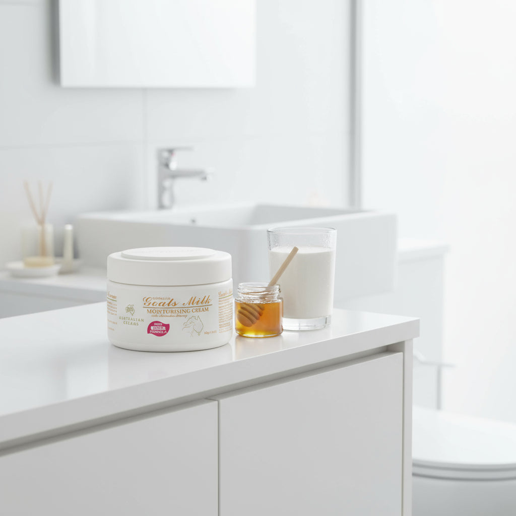 Jar of Australian Goats Milk Moisturising Cream on a white background